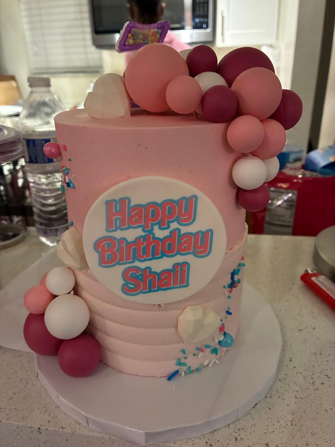 Custom designer cake by dbakers Miami with hand-piped buttercream details