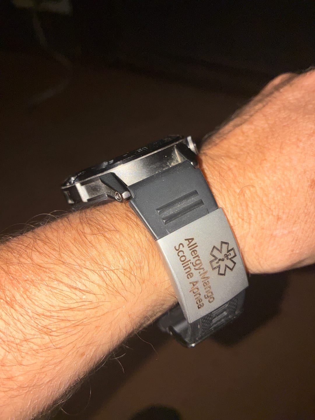 Customer photo review of Personalised ID Tag for Watch Band & Fitness Trackers