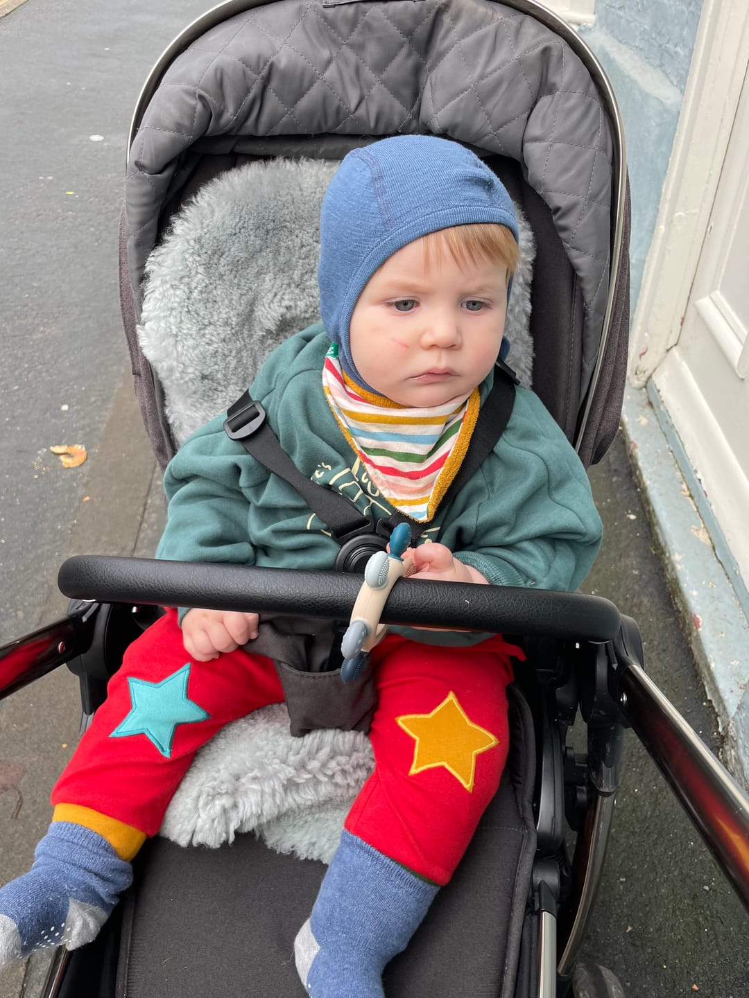 Customer photo review of Red Knee Patch Star Joggers