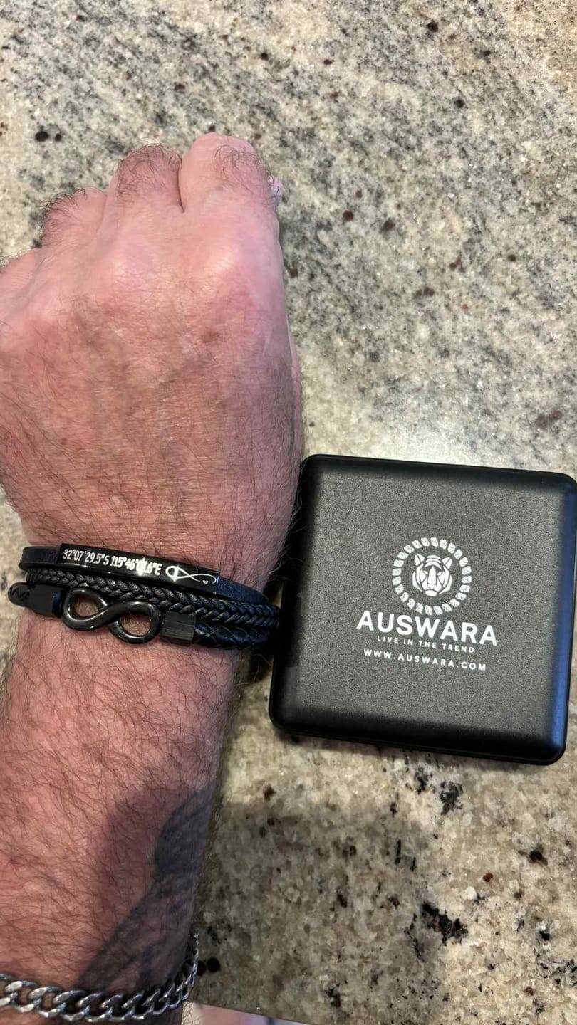 Customer photo review of TriUnity Black Infinity Leather Bracelet
