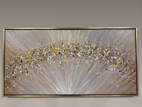 Customer photo review of Golden Radiance – Luxury Gold Textured Abstract Canvas Wall Art (Horizontal)