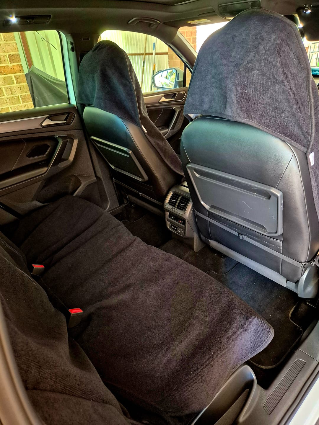 Customer photo review of Waterproof Back Seat Towel | Towel Society