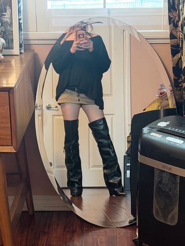 Customer photo review of IAMXIAA Corduroy Mini Skirt with Vintage Button Detail