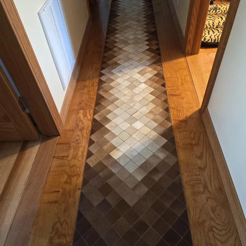 Customer photo review of Cream and Brown Genuine Cowhide Runner Rug Luxury Handmade Carpet Elegant Rug