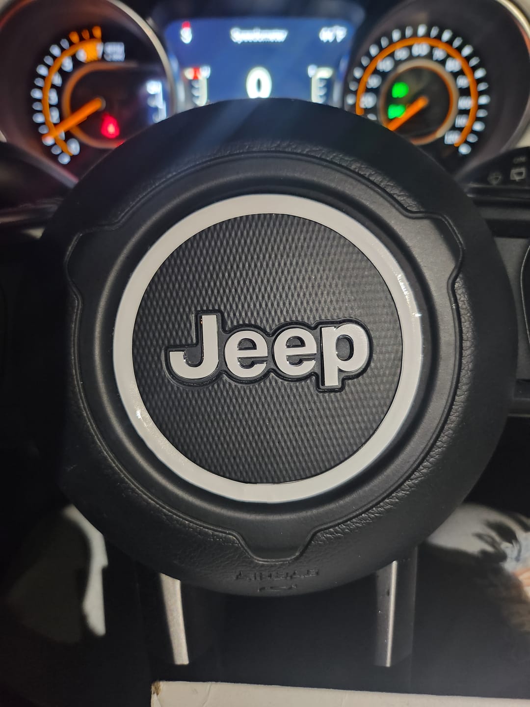 Customer photo review of Center Ring Steering Wheel Vinyl Overlay Cover for Jeep | Fits Jeep Models