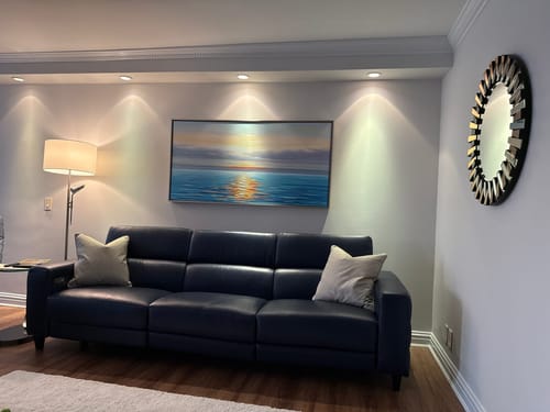 Customer photo review of Calming Horizon-Coastal Sunrise Textured Oil Painting for Modern Decor