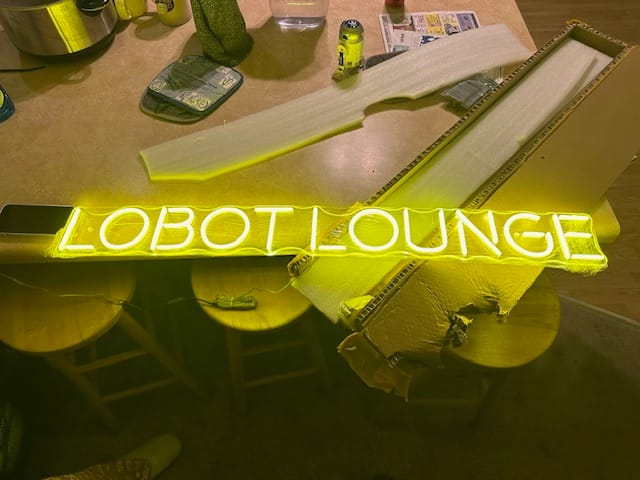 Customer photo review of Custom Neon: LOBOT LOUNGE