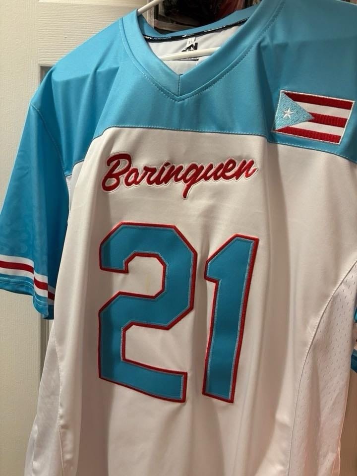 Customer photo review of Puerto Rico Heritage Custom Football Jersey