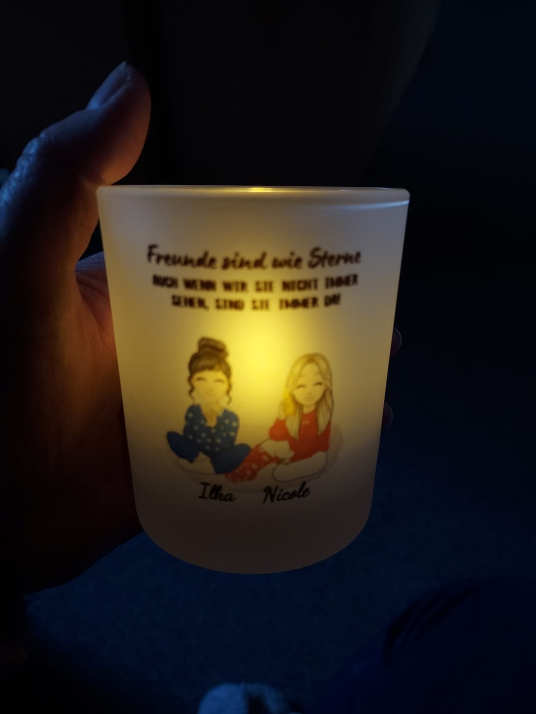 Customer photo review of Herzensmenschen - Personalisiertes Teelicht