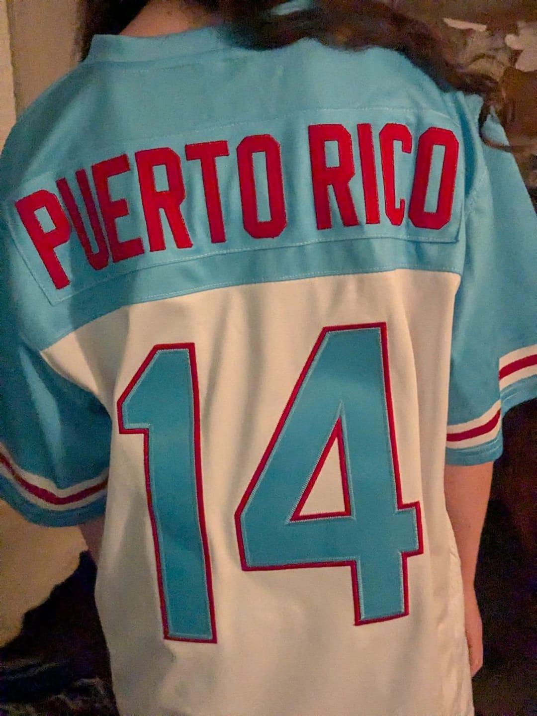 Customer photo review of Puerto Rico Heritage Custom Football Jersey