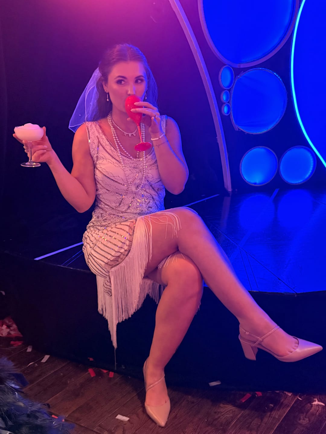 Customer photo review of 1920s White Beaded Sequin Stella Flapper Dress