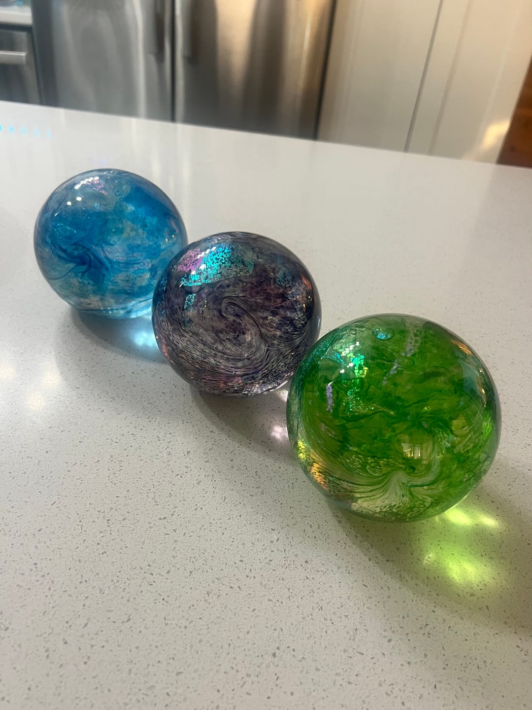 Customer photo review of Dichroic Explosion Orb with Cremation Ash
