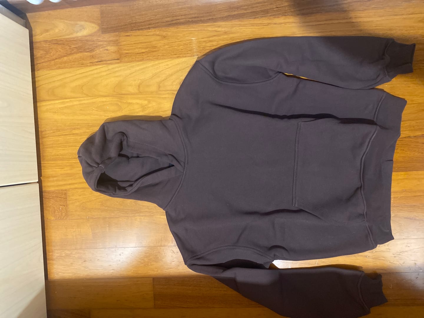 Customer photo review of Hoodie Cropped Blanks 500GSM Dark Chocolate