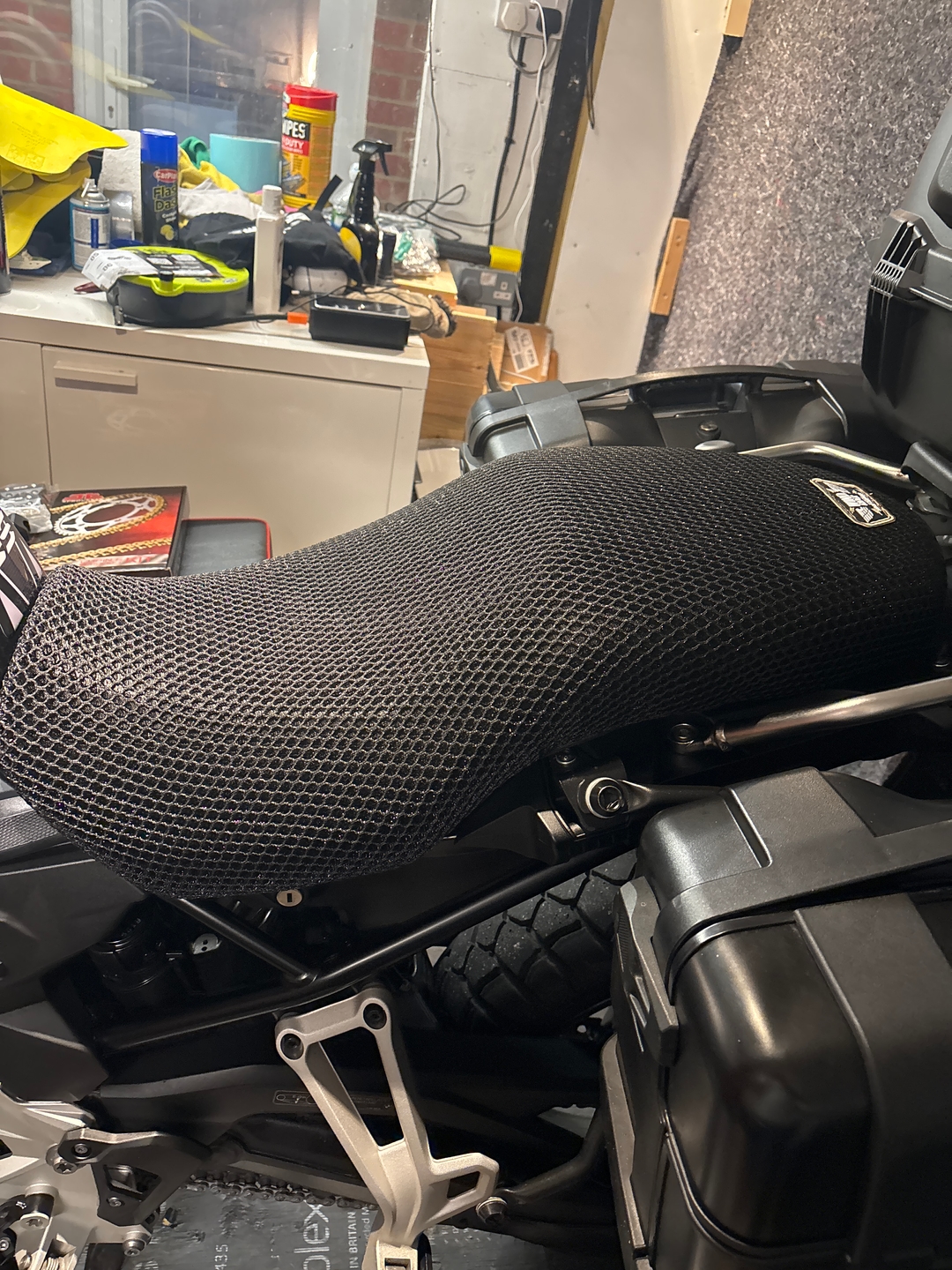 Wind Rider mesh seat cover on a BMW F 750 GS