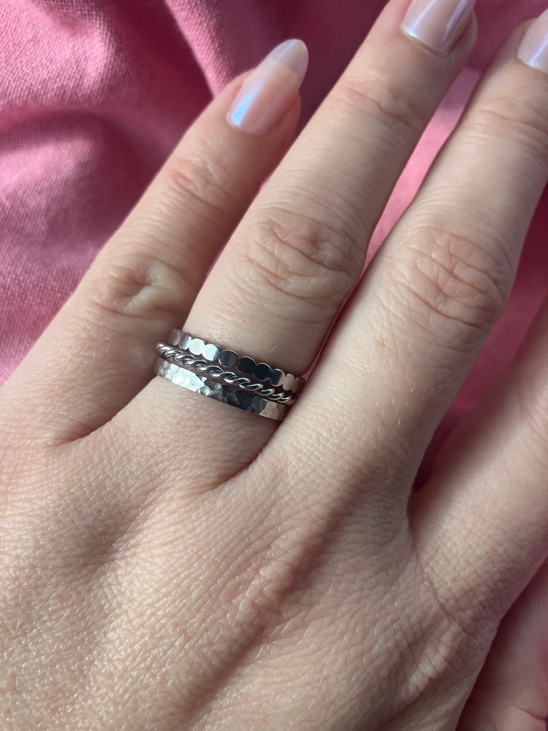 Customer photo review of Hella Silver Stacked Ring