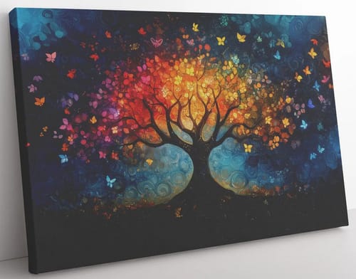 Customer photo review of Tree of Life With Vibrant Butterfly and Nature for Spiritual and Home Inspiration Canvas Wall Art