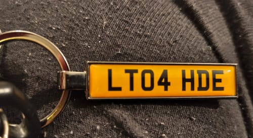 Customer photo review of Personalised Metal Number Plate Keyring