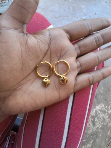 Customer photo review of Small Heart Hoop Earrings