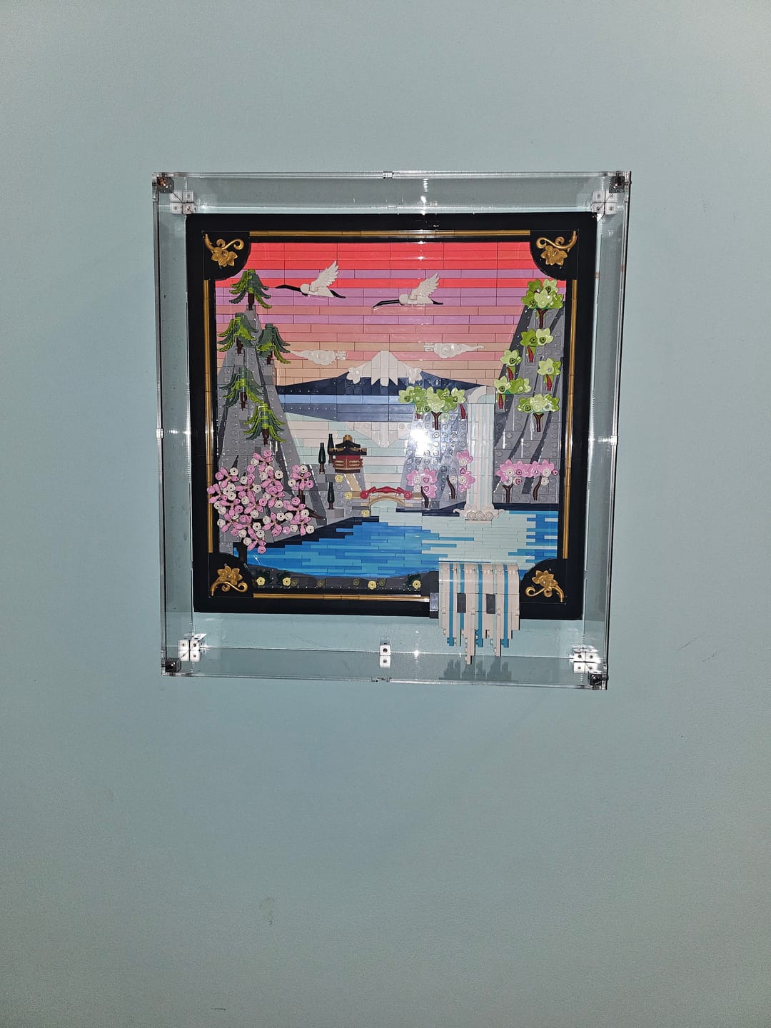 Customer photo review of Wall Mounted Display Case for LEGO® 31218 Art Japanese Cherry Blossom Landscape