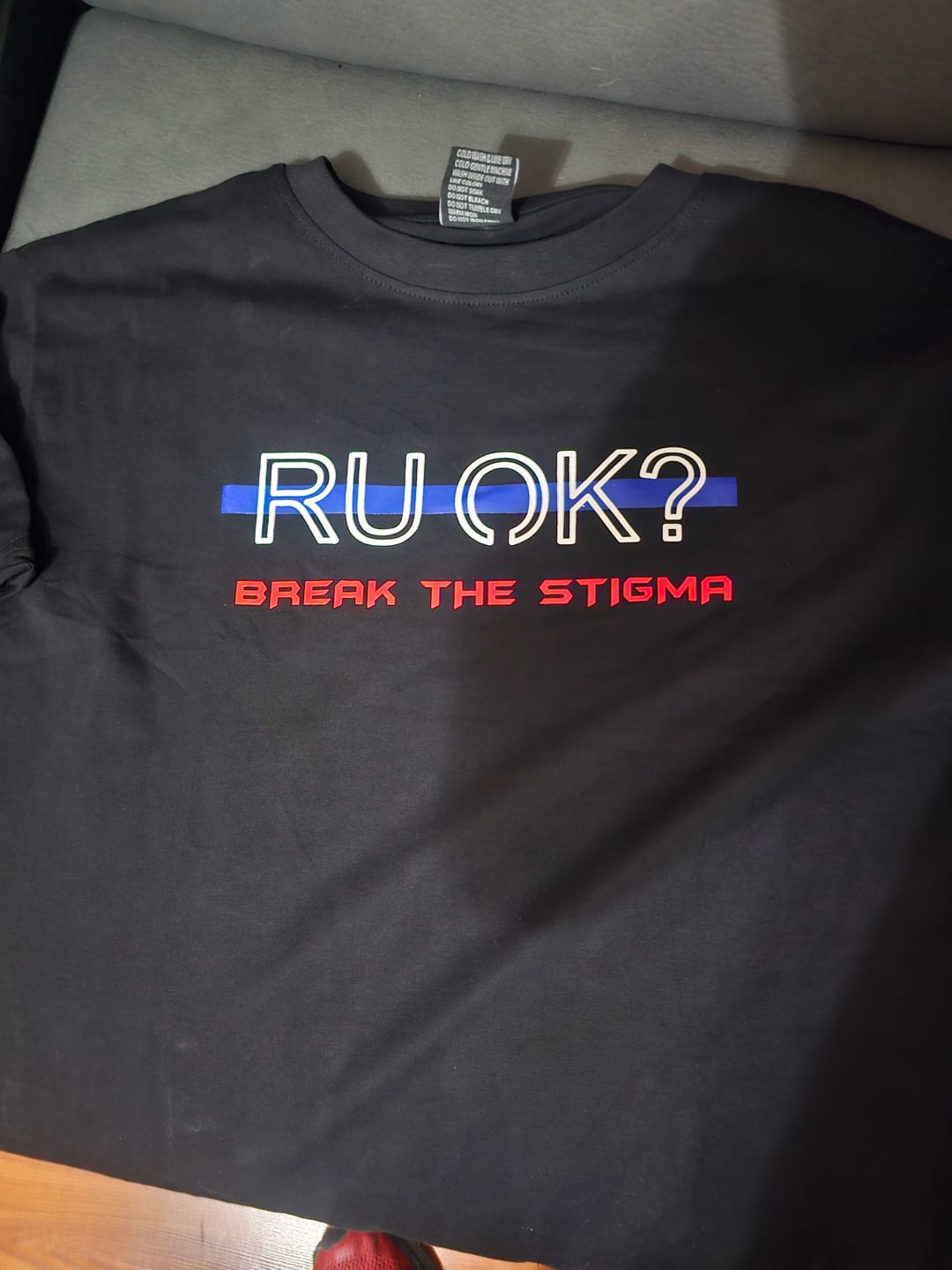 Customer photo review of Stigma-Breaking Unisex Tee- Blue Line