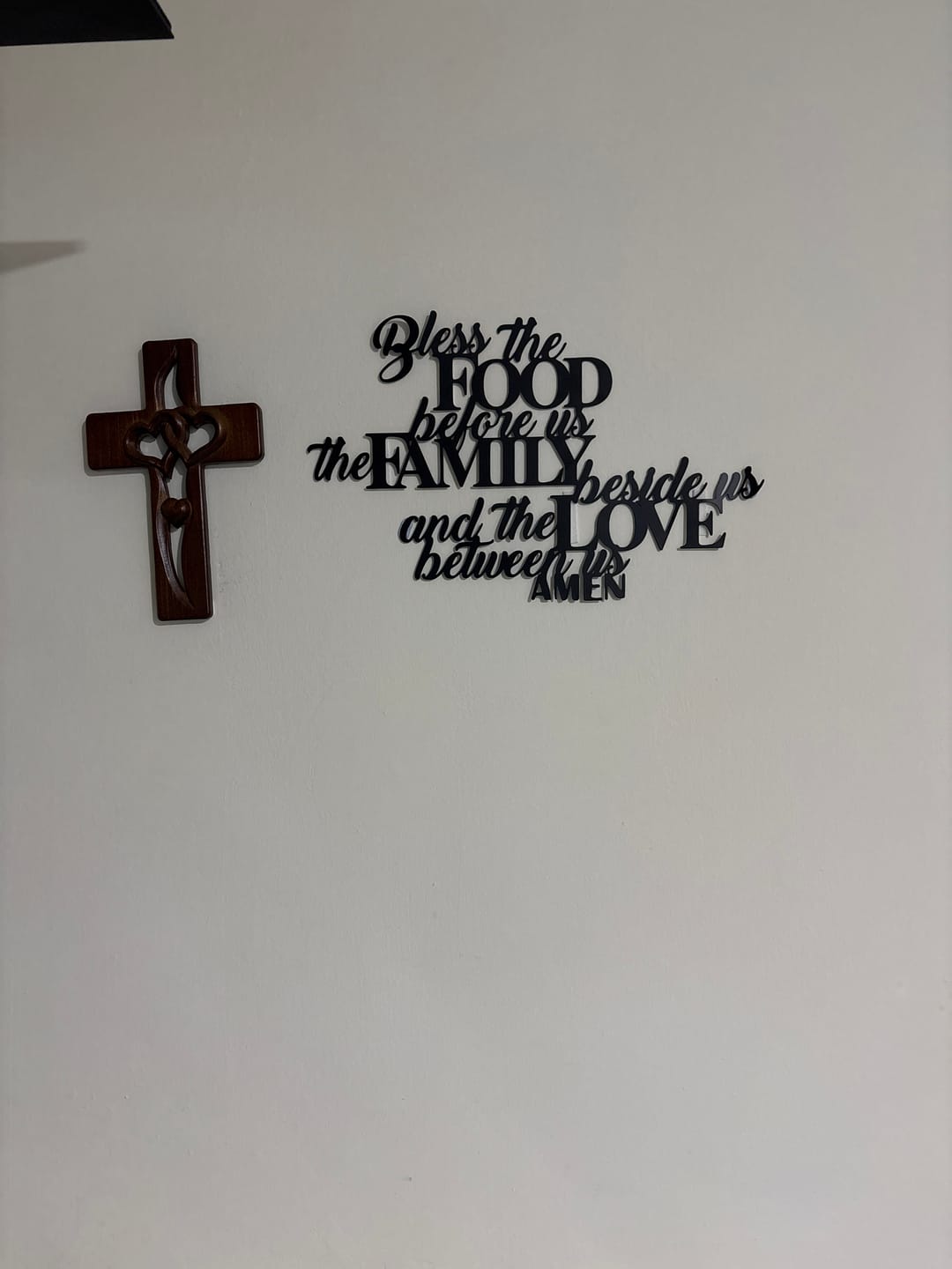 Customer photo review of Christianartworkshop Bless the Food Before Us Metal Wall Decor: Perfect Dining Room Decor
