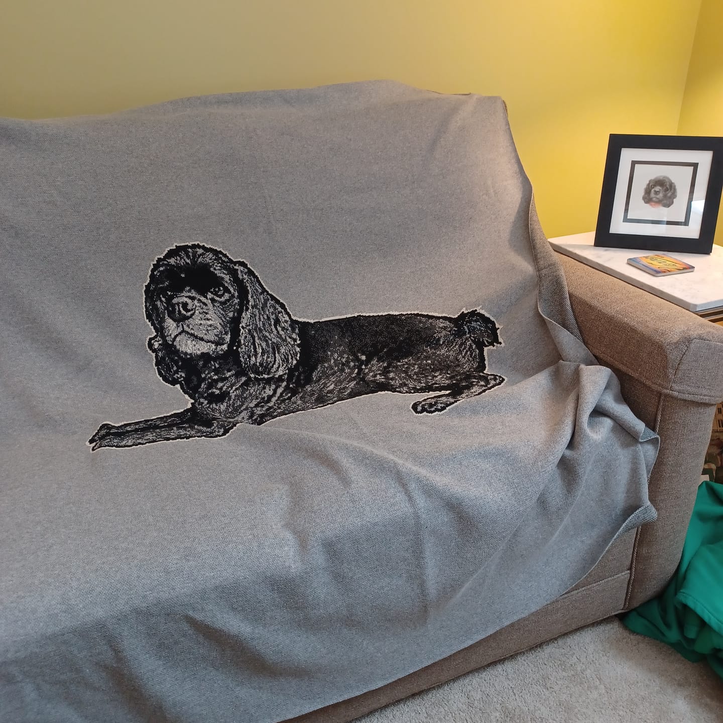 Customer photo review of Plain Dog - Custom Knitted Blanket