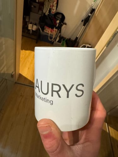 Customer photo review of TassenExpress - Becher Keramik Tasse mit Logo bedruckt 325ml Firmenlogo