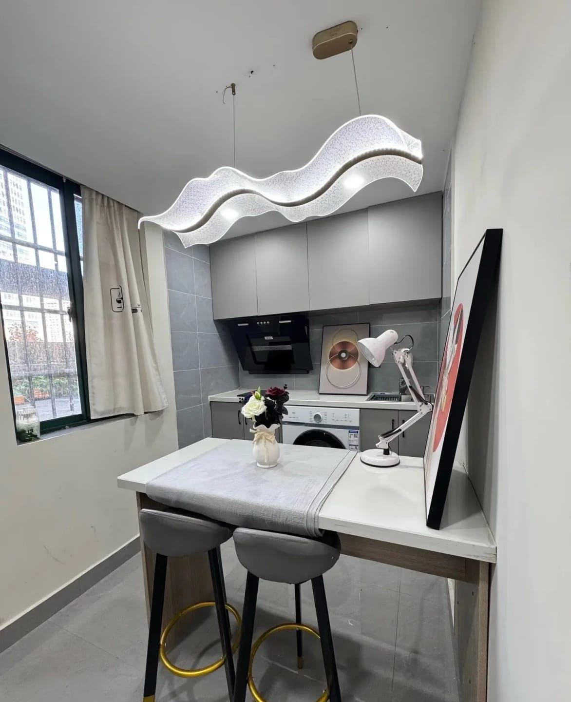 Customer photo review of Modern Ocean Wave Pendant Chandelier for Kitchen