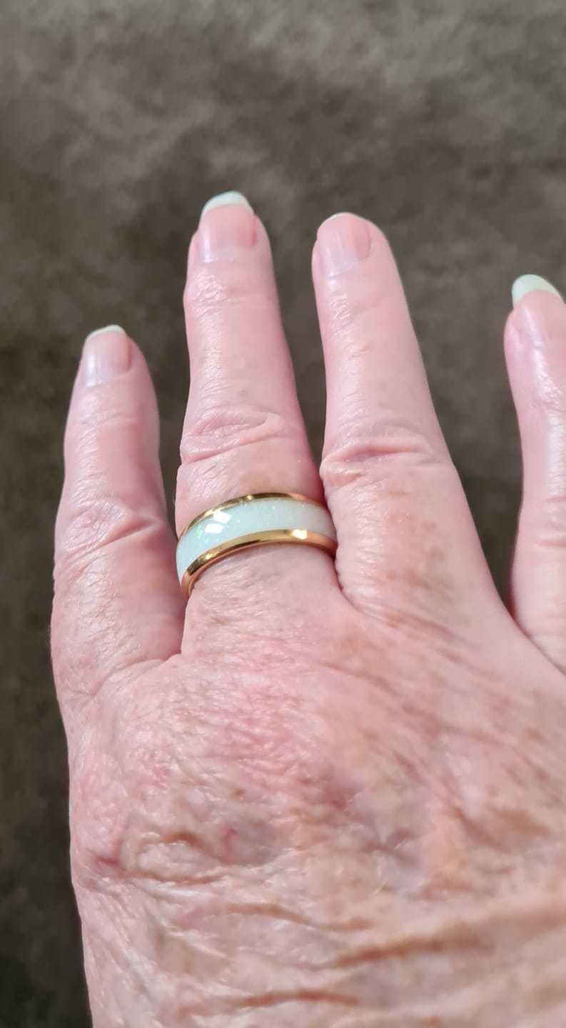 Customer photo review of The Golden White Opal 8mm Wonder Ring