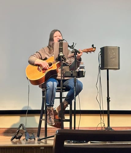 Customer photo review of BunnyNest A-Frame Guitar Stand – Collapsible, Lightweight, Portable, & Universal for Acoustic, Electric, and Bass Guitars