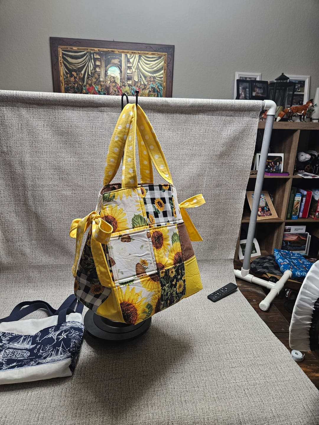 Customer photo review of Box Bottom And Bows Tote Pattern