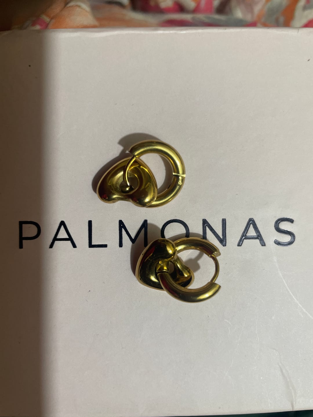 Customer photo review of Gold Heart Hoop Earrings