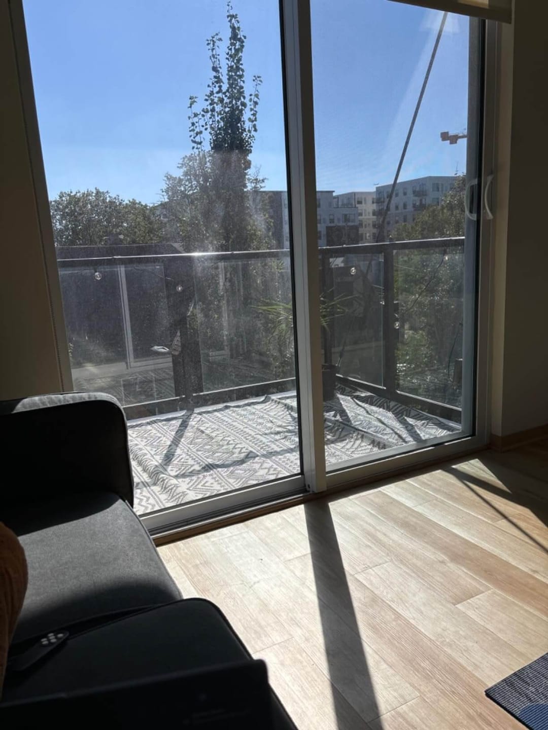 Customer photo review of Boho Plastic Straw Outdoor Rug - Gray