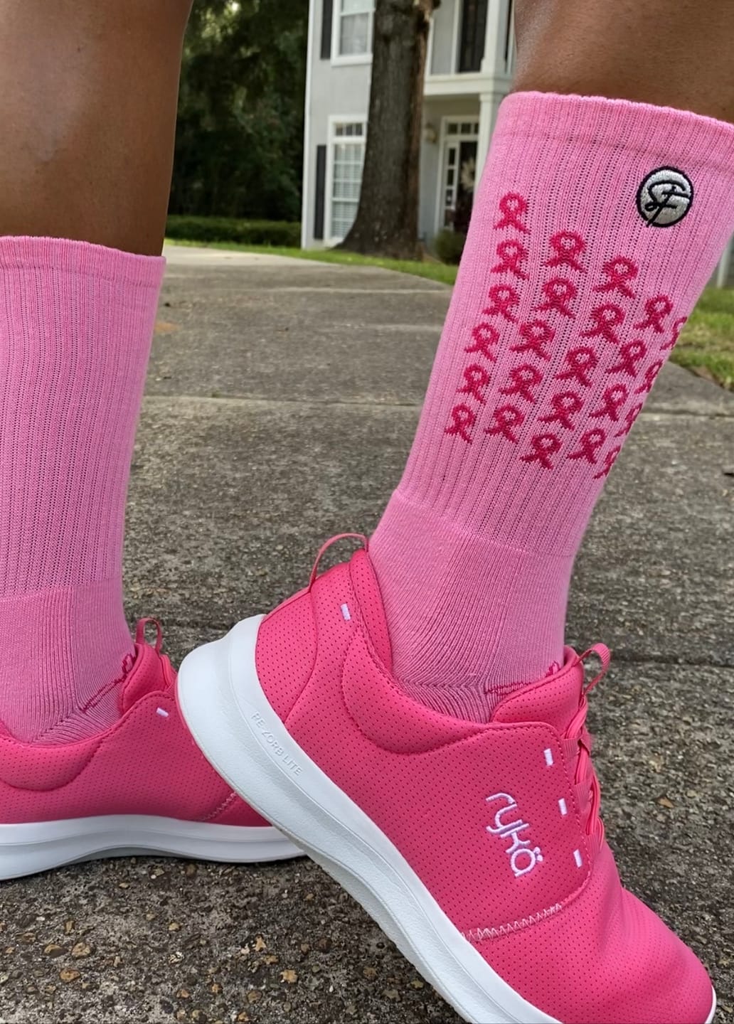 Customer photo review of SickFit Pink Breast Cancer Awareness Socks- 2 Pack
