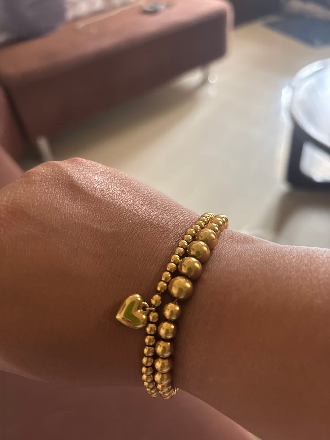 Customer photo review of Gold Beaded Bracelet
