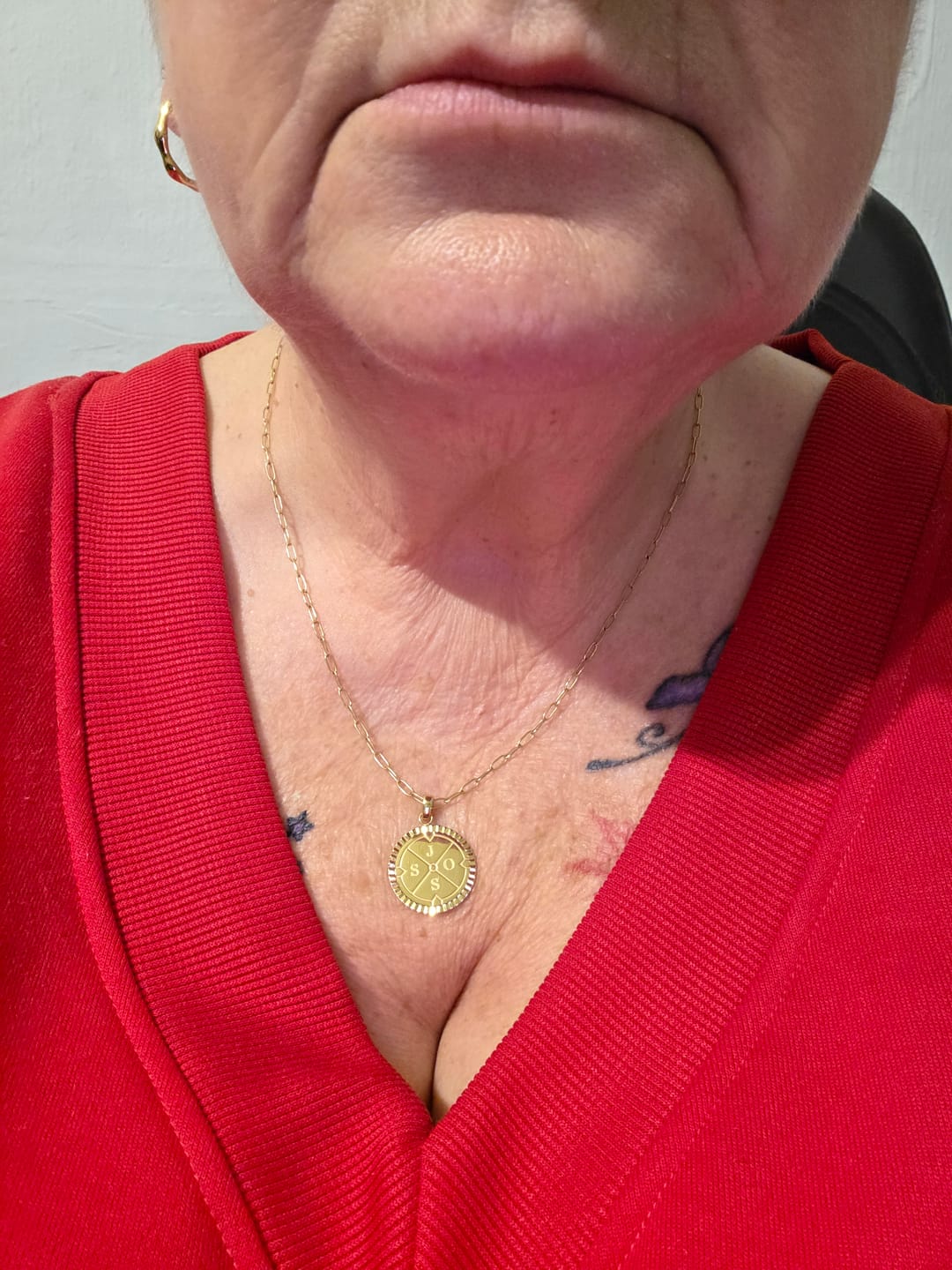 Customer photo review of Engravable Compass Necklace