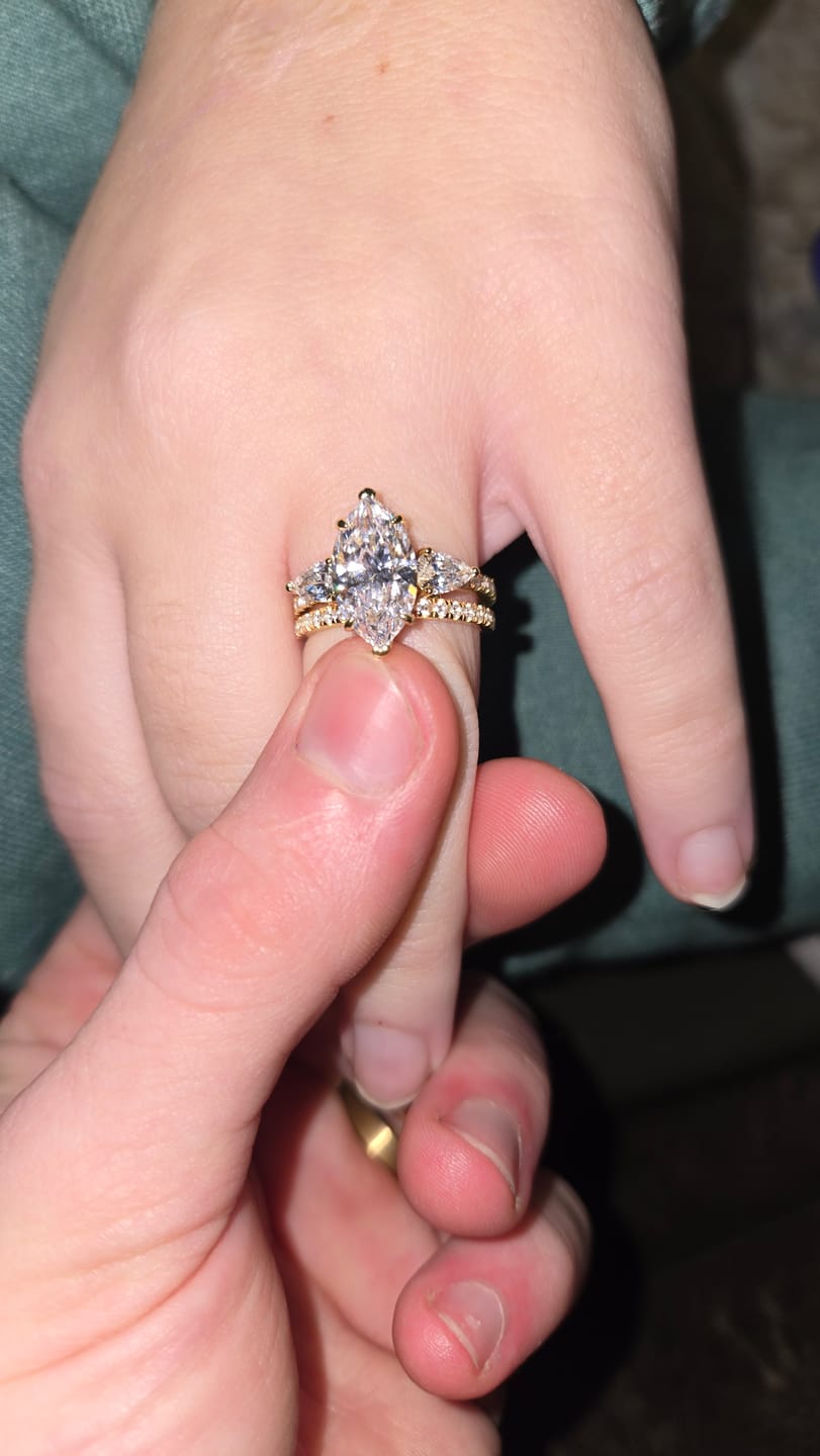 Customer photo review of S925 4.0Ct Marquise Cut Insert Wedding Ring Set For Women Stackable Ring Set In Sterling Silver
