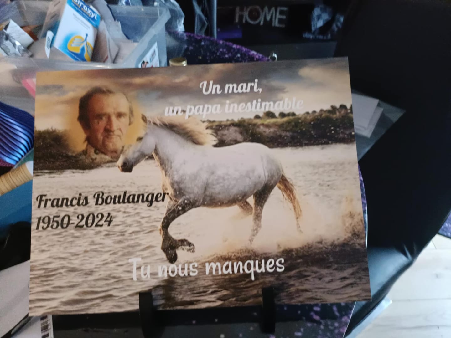 Customer photo review of Plaque Funéraire Cheval