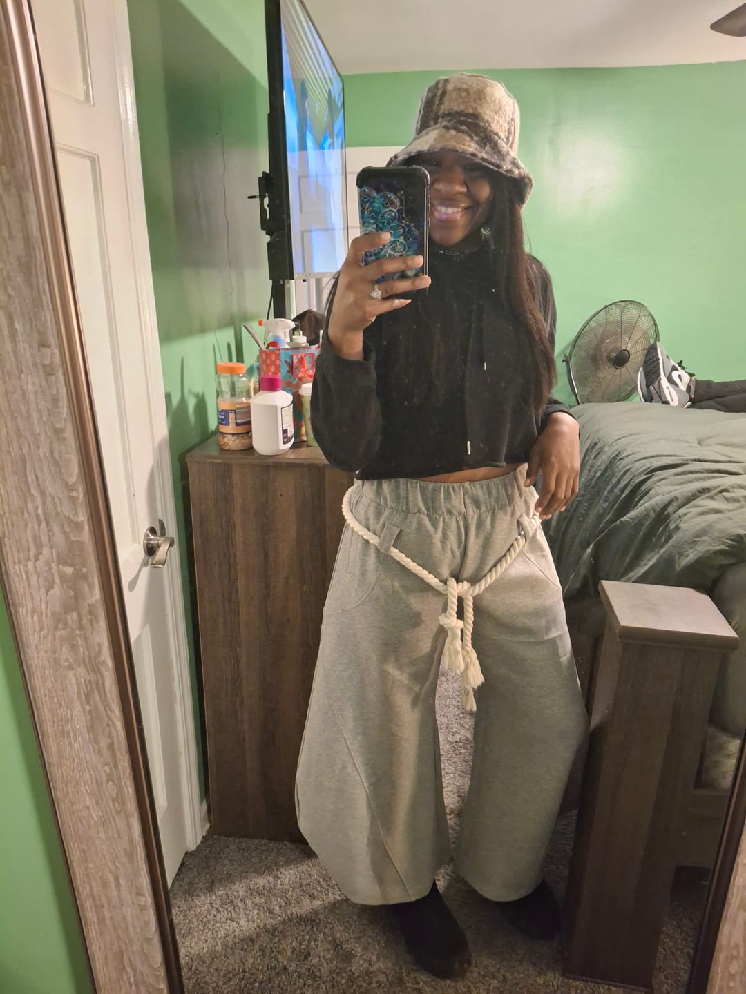 Customer photo review of Aelfric Eden Floral Embroidery Baggy Barrel Sweatpants