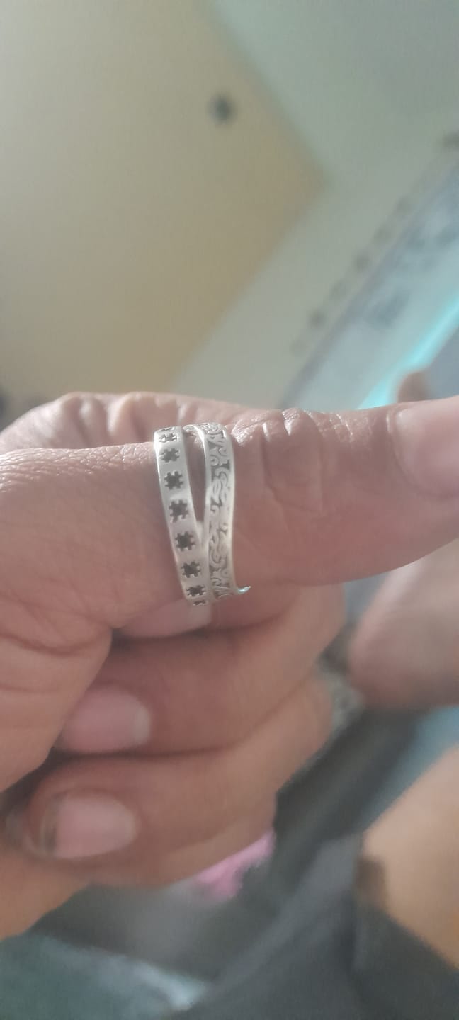 Customer photo review of Curved Edge Solitaire Accent Ring