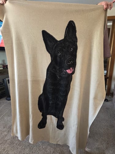 Customer photo review of Plain Dog - Custom Knitted Blanket