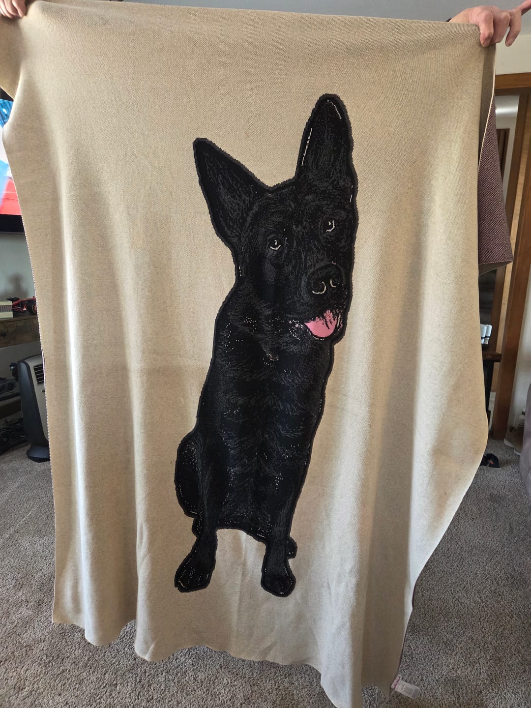 Customer photo review of Plain Dog - Custom Knitted Blanket