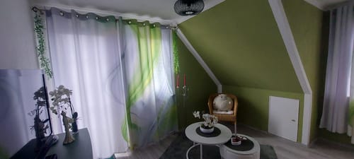 Customer photo review of Vorhang Motiv "Grün abstrakt"