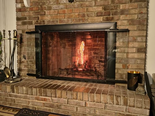 Customer photo review of Reflection Flat Black Masonry Fireplace Door