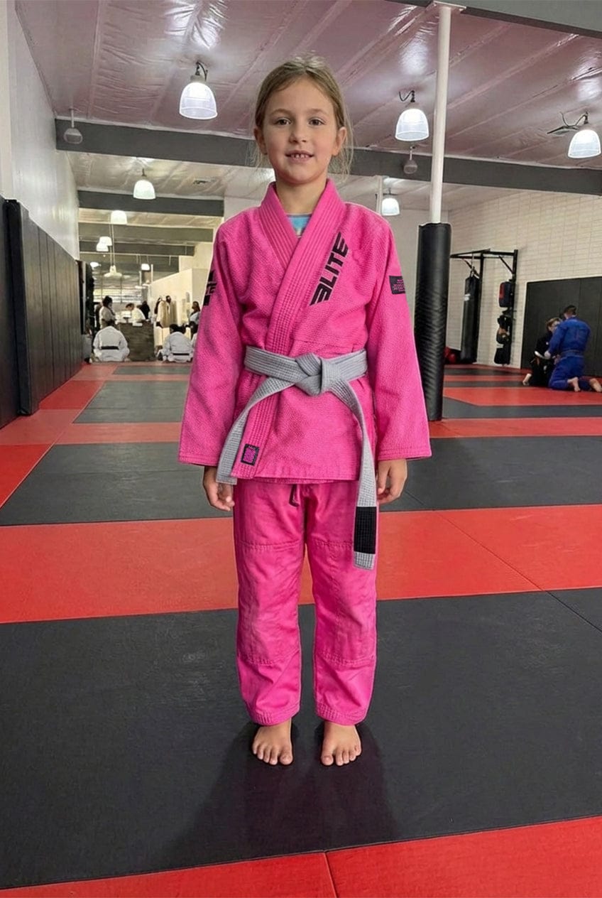 Customer photo review of Core Pink Brazilian Jiu Jitsu Kids BJJ Gi