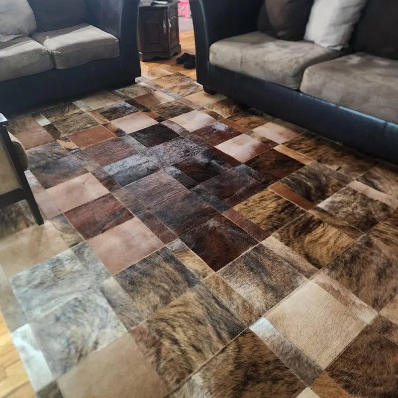 Customer photo review of Customized Mixed Brown Natural Handmade Cowhide Area Rug Elegant Carpet