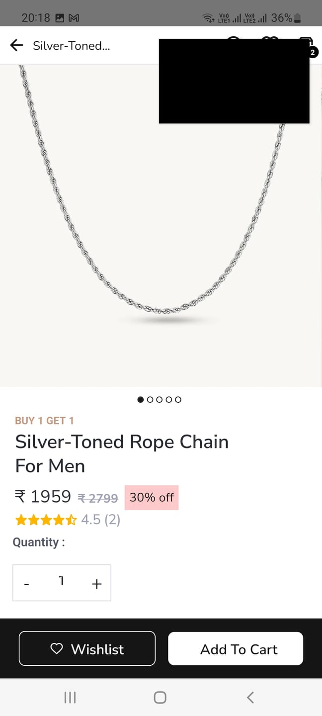 Customer photo review of Silver-Toned Rope Chain for Men