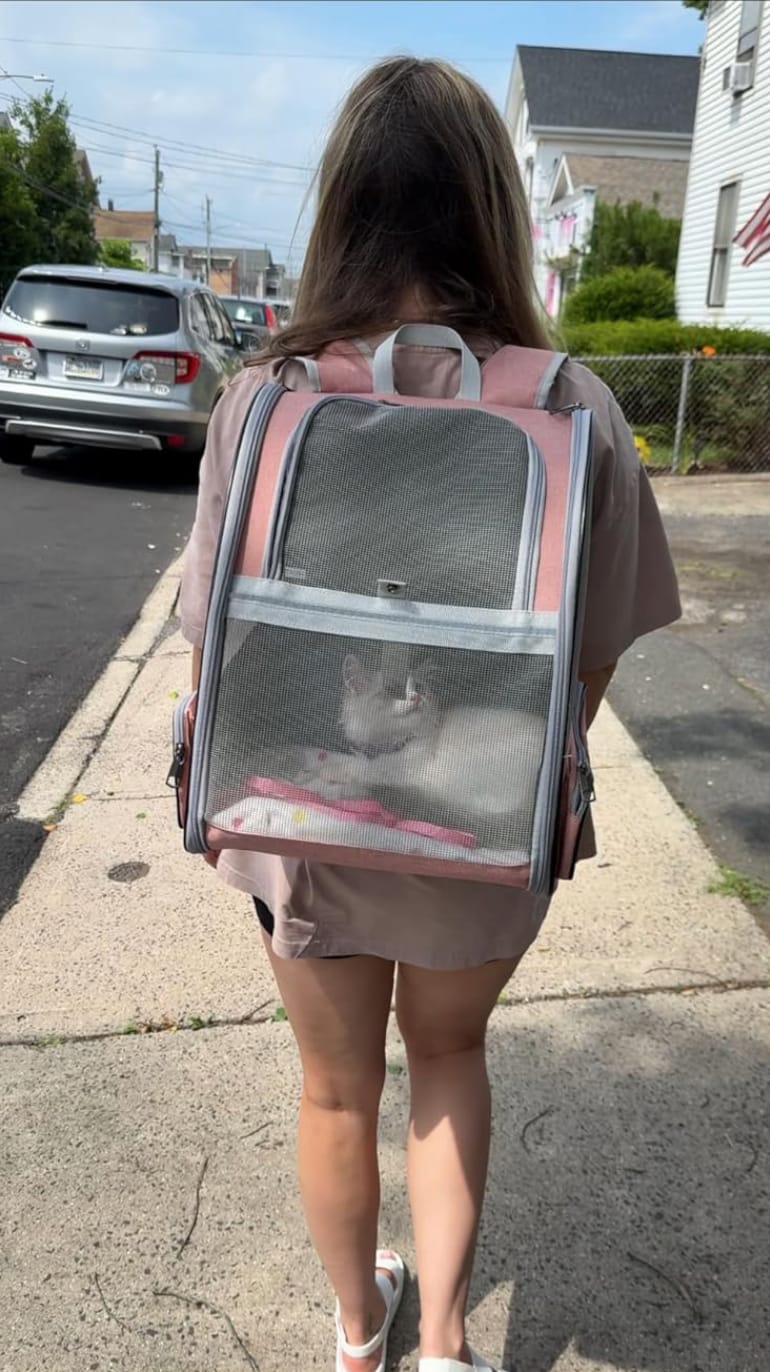 Customer photo review of PurryGO - Triple Airflow Backpack Carrier For Small Pets