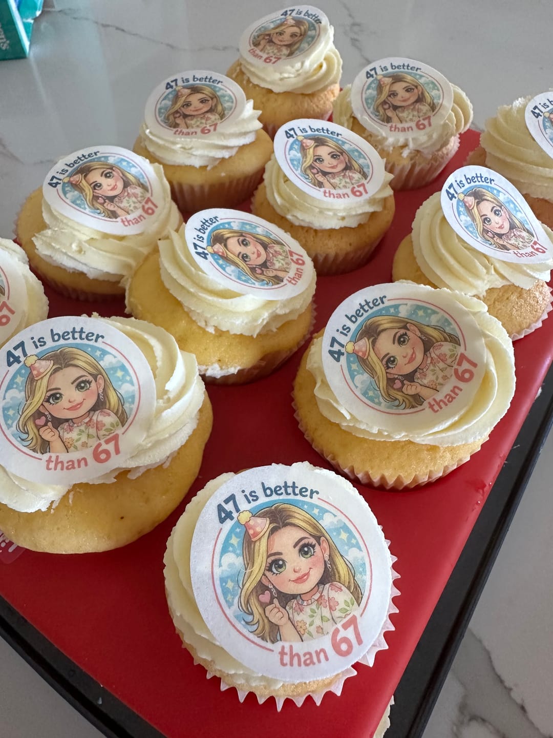 Customer photo review of Wafer Paper (0.3mm thin) - 12 x 5 cm Pre-cut Cupcake Custom Edible Images