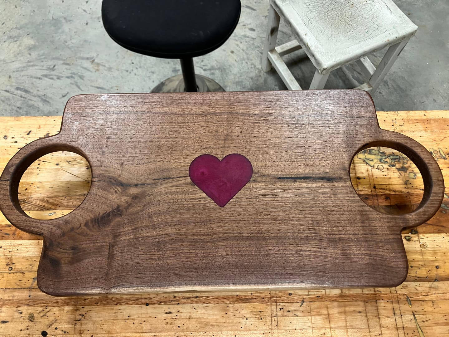 Customer photo review of Heart Inlay Acrylic Router Template - 5 Heart Sizes